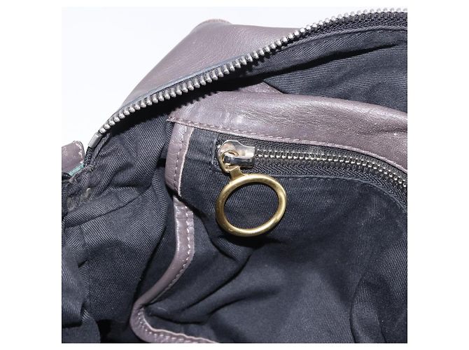 Chloé Bolsa de mão Chloe com corrente em couro cinza prata Auth 200082A Marrom - vista 20