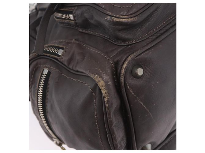 Chloé Bolsa de mão Chloe com corrente em couro cinza prata Auth 200082A Marrom - vista 9