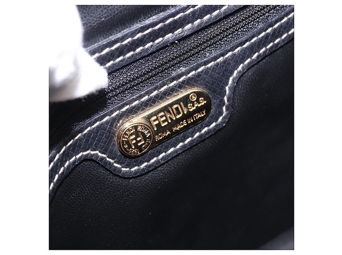 Borsa a tracolla FENDI in pelle nera e oro Auth 200056 Nero D'oro - vista 18