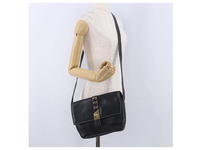 Borsa a tracolla FENDI in pelle nera e oro Auth 200056 Nero D'oro - vista 22