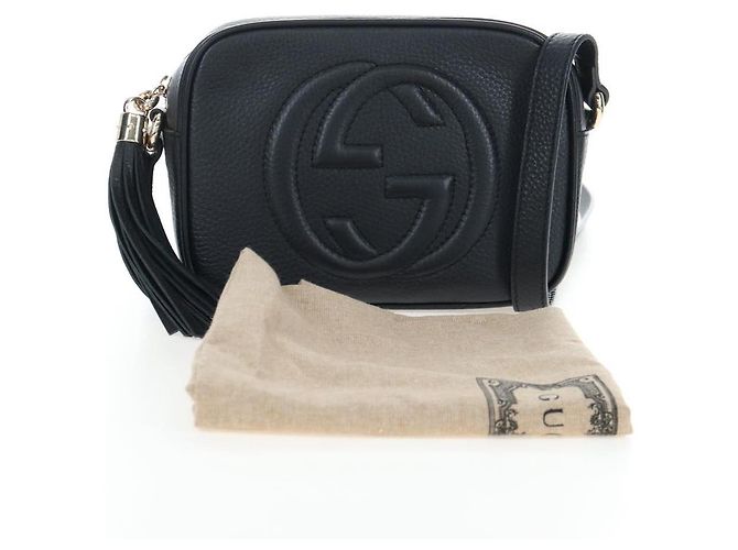 Borsa a tracolla GUCCI Soho in pelle nera e oro 308364 Auth 199930SAV Nero D'oro - vista 12