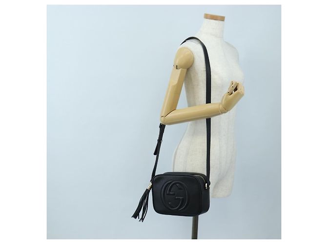 Borsa a tracolla GUCCI Soho in pelle nera e oro 308364 Auth 199930SAV Nero D'oro - vista 26