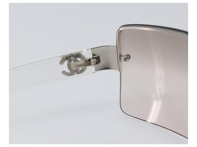 Occhiali da sole CHANEL Plastic Silver CC Auth hk4035 Argento - vista 16