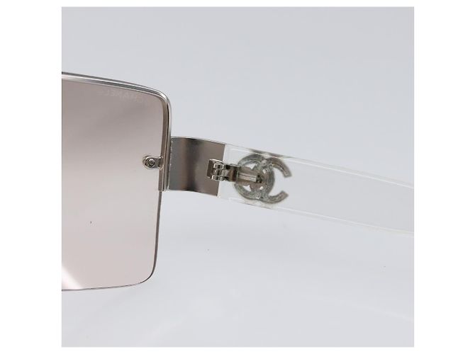 Occhiali da sole CHANEL Plastic Silver CC Auth hk4035 Argento - vista 8