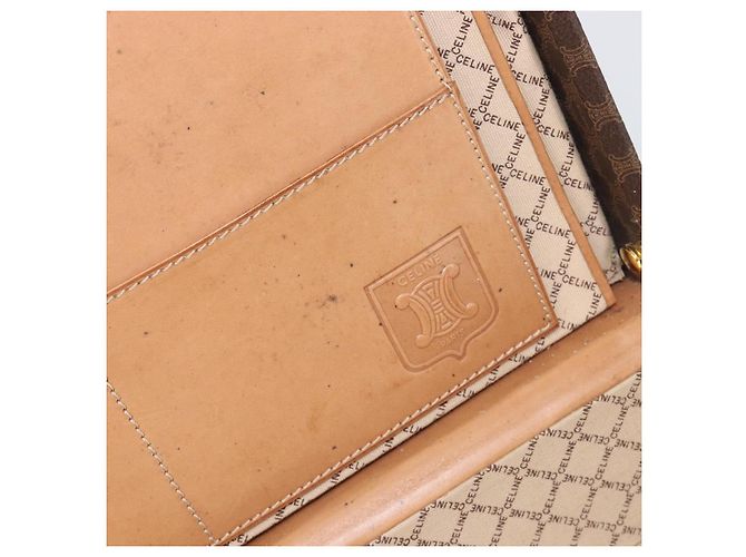 Céline CELINE Macadam Canvas Trunk PVC Leather Brown Gold Auth 196339 Marrone D'oro - vista 10