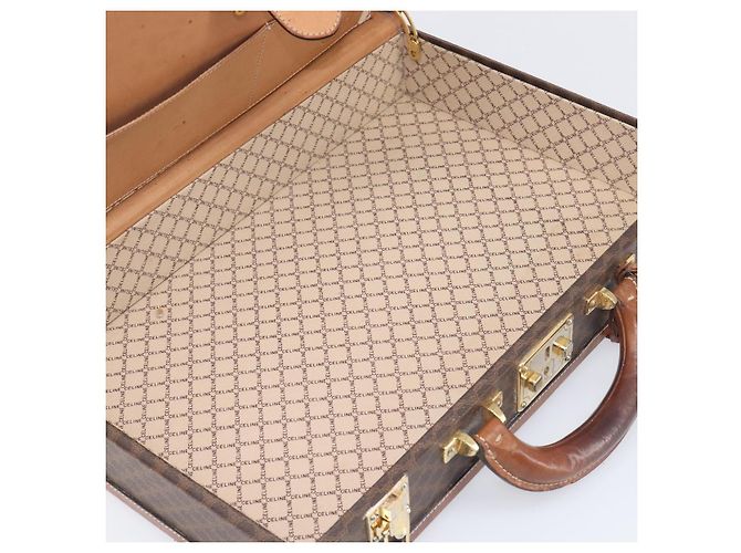 Céline CELINE Macadam Canvas Trunk PVC Leather Brown Gold Auth 196339 Marrone D'oro - vista 11