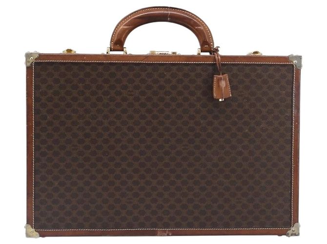 Céline CELINE Macadam Canvas Trunk PVC Leather Brown Gold Auth 196339 Marrone D'oro - vista 13