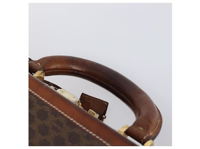 Céline CELINE Macadam Canvas Trunk PVC Leather Brown Gold Auth 196339 Marrone D'oro - vista 14