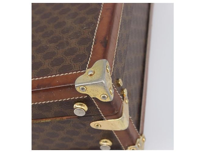 Céline CELINE Macadam Canvas Trunk PVC Leather Brown Gold Auth 196339 Marrone D'oro - vista 15