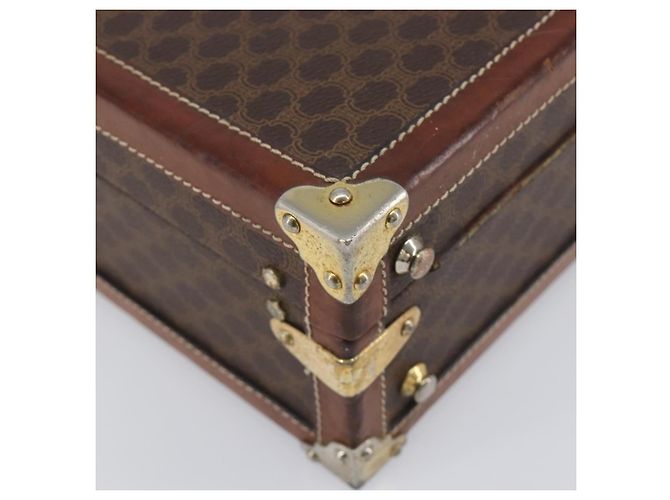 Céline CELINE Macadam Canvas Trunk PVC Leather Brown Gold Auth 196339 Marrone D'oro - vista 16