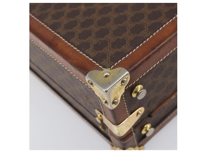 Céline CELINE Macadam Canvas Trunk PVC Leather Brown Gold Auth 196339 Marrone D'oro - vista 17