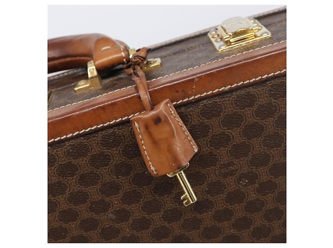 Céline CELINE Macadam Canvas Trunk PVC Leather Brown Gold Auth 196339 Marrone D'oro - vista 18