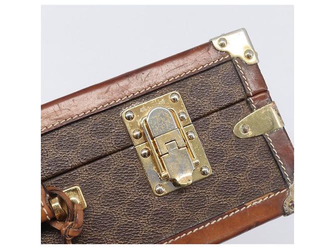 Céline CELINE Macadam Canvas Trunk PVC Leather Brown Gold Auth 196339 Marrone D'oro - vista 20