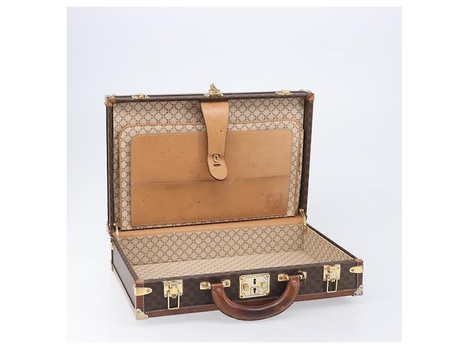 Céline CELINE Macadam Canvas Trunk PVC Leather Brown Gold Auth 196339 Marrone D'oro - vista 21