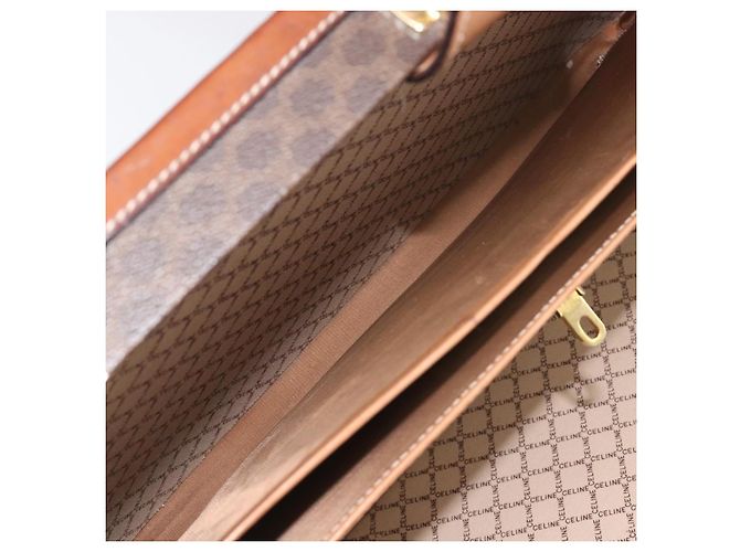 Céline CELINE Macadam Canvas Trunk PVC Leather Brown Gold Auth 196339 Marrone D'oro - vista 22