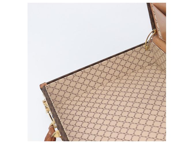 Céline CELINE Macadam Canvas Trunk PVC Leather Brown Gold Auth 196339 Marrone D'oro - vista 26