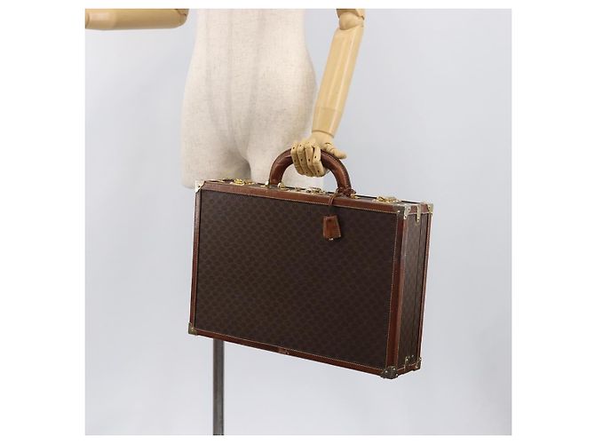 Céline CELINE Macadam Canvas Trunk PVC Leather Brown Gold Auth 196339 Marrone D'oro - vista 27