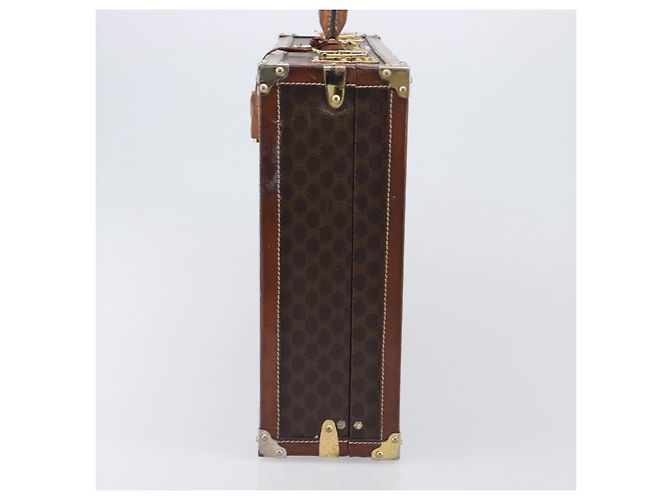 Céline CELINE Macadam Canvas Trunk PVC Leather Brown Gold Auth 196339 Marrone D'oro - vista 3