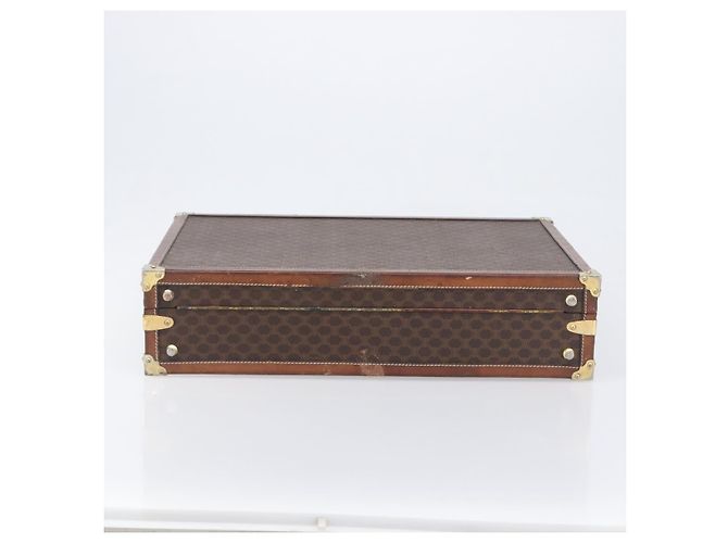 Céline CELINE Macadam Canvas Trunk PVC Leather Brown Gold Auth 196339 Marrone D'oro - vista 5