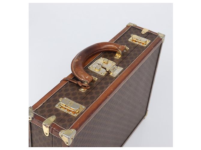 Céline CELINE Macadam Canvas Trunk PVC Leather Brown Gold Auth 196339 Marrone D'oro - vista 6
