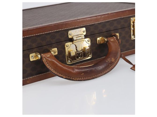 Céline CELINE Macadam Canvas Trunk PVC Leather Brown Gold Auth 196339 Marrone D'oro - vista 7