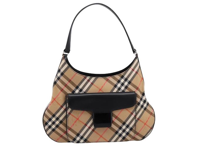 Borsa a tracolla Burberrys Nova Check Canvas Beige Silver Auth 201983 Argento - vista 13