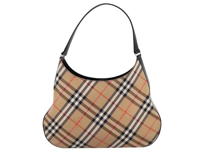 Borsa a tracolla Burberrys Nova Check Canvas Beige Silver Auth 201983 Argento - vista 2