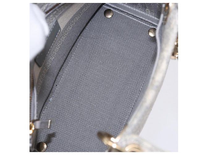 Borsa a mano Christian Dior Lady Delight Canvas 2way Grigio Oro Auth 199963SAM Marrone D'oro - vista 10