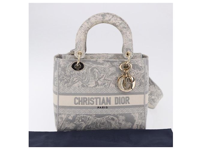 Borsa a mano Christian Dior Lady Delight Canvas 2way Grigio Oro Auth 199963SAM Marrone D'oro - vista 12