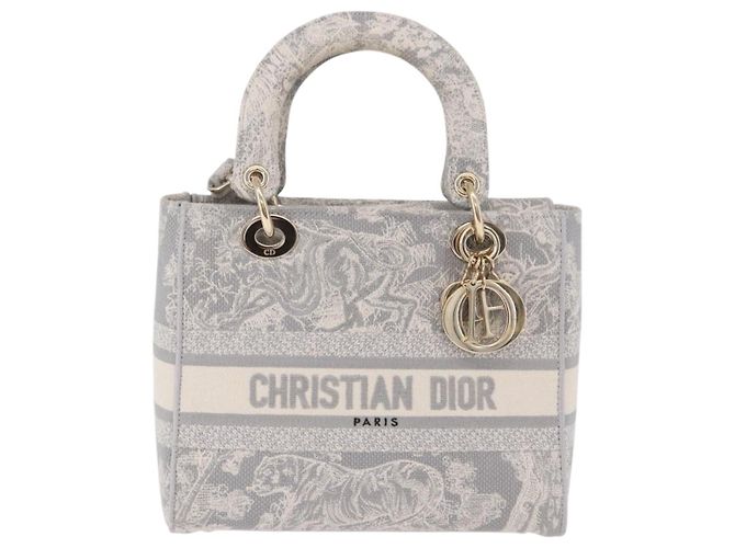 Borsa a mano Christian Dior Lady Delight Canvas 2way Grigio Oro Auth 199963SAM Marrone D'oro - vista 13