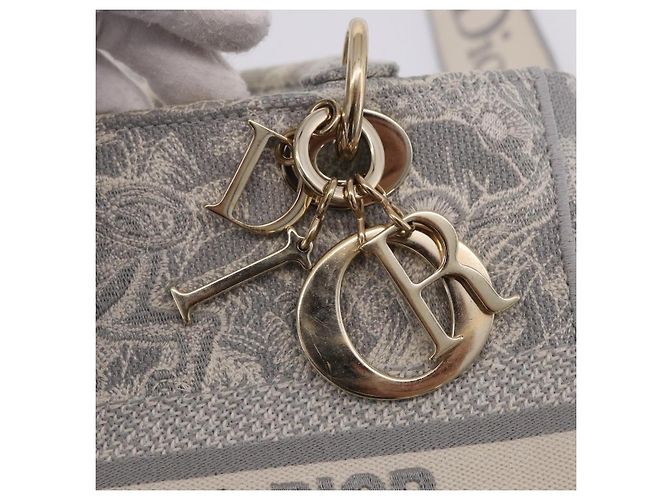 Borsa a mano Christian Dior Lady Delight Canvas 2way Grigio Oro Auth 199963SAM Marrone D'oro - vista 19