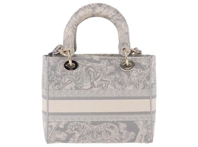Borsa a mano Christian Dior Lady Delight Canvas 2way Grigio Oro Auth 199963SAM Marrone D'oro - vista 2