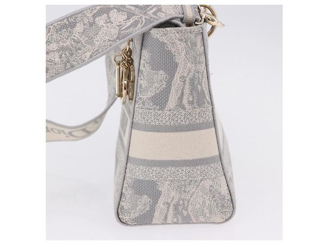 Borsa a mano Christian Dior Lady Delight Canvas 2way Grigio Oro Auth 199963SAM Marrone D'oro - vista 3