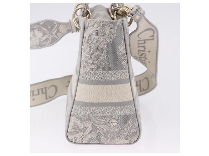 Borsa a mano Christian Dior Lady Delight Canvas 2way Grigio Oro Auth 199963SAM Marrone D'oro - vista 4