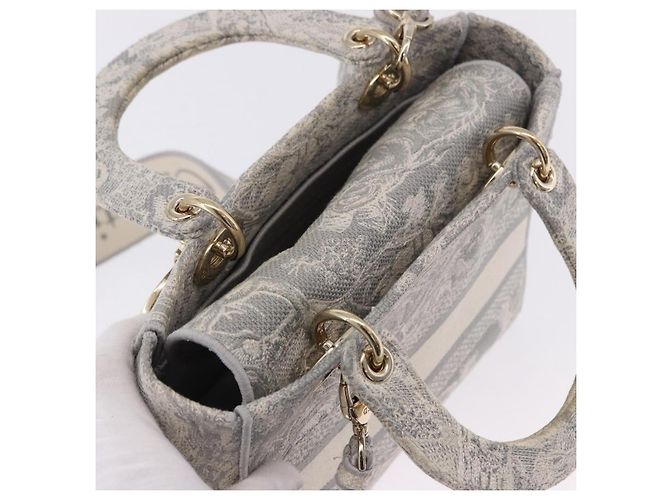 Borsa a mano Christian Dior Lady Delight Canvas 2way Grigio Oro Auth 199963SAM Marrone D'oro - vista 6