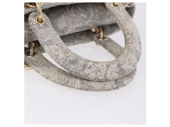 Borsa a mano Christian Dior Lady Delight Canvas 2way Grigio Oro Auth 199963SAM Marrone D'oro - vista 7