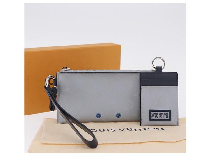 LOUIS VUITTON Monogram Satellite Alpha Pouch Silver M44178 LV Auth 200275V Prata - vista 12