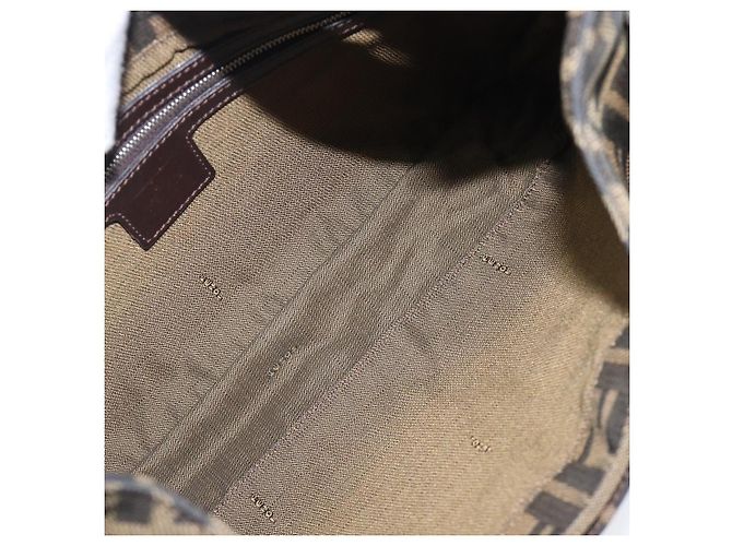 Borsa a Tracolla FENDI Zucca Canvas Mamma Baguette Nero Marrone Auth 199953A - vista 11