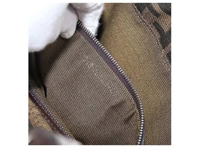 Borsa a Tracolla FENDI Zucca Canvas Mamma Baguette Nero Marrone Auth 199953A - vista 12
