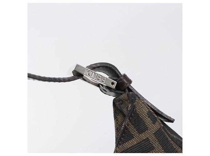 Borsa a Tracolla FENDI Zucca Canvas Mamma Baguette Nero Marrone Auth 199953A - vista 17
