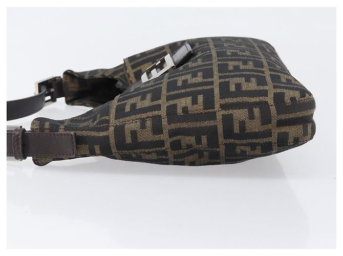 Borsa a Tracolla FENDI Zucca Canvas Mamma Baguette Nero Marrone Auth 199953A - vista 4