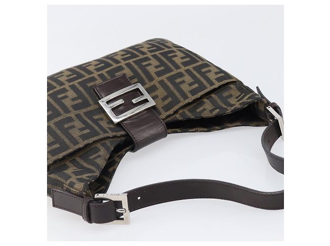 Borsa a Tracolla FENDI Zucca Canvas Mamma Baguette Nero Marrone Auth 199953A - vista 6