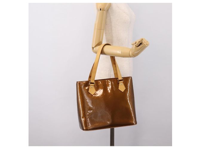Borsa LOUIS VUITTON Monogram Vernis Houston Bronze M91122 LV Auth ka5947 Bronzo - vista 23