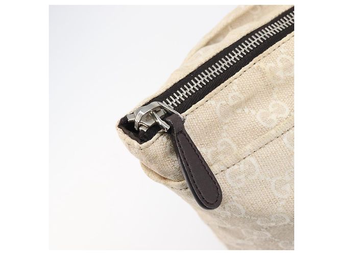 Borsa Tote GUCCI GG Canvas Museo Ivory Silver 283416 Auth 199855 Argento Crudo - vista 10