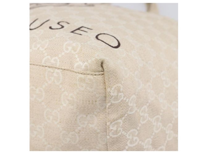 Borsa Tote GUCCI GG Canvas Museo Ivory Silver 283416 Auth 199855 Argento Crudo - vista 15