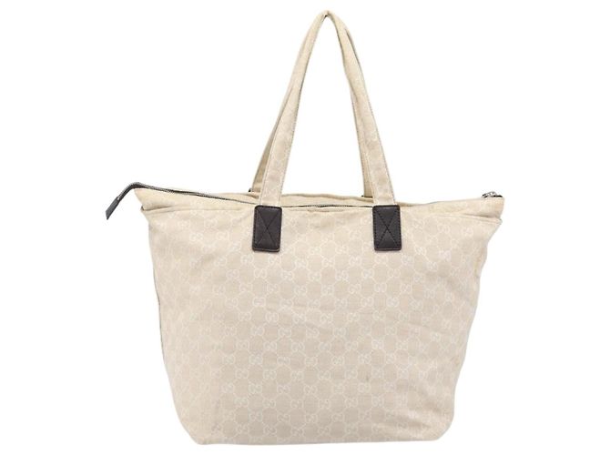 Borsa Tote GUCCI GG Canvas Museo Ivory Silver 283416 Auth 199855 Argento Crudo - vista 2