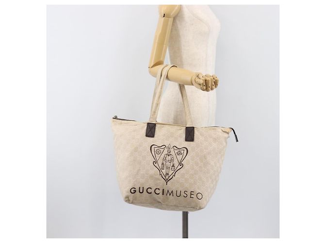 Borsa Tote GUCCI GG Canvas Museo Ivory Silver 283416 Auth 199855 Argento Crudo - vista 24