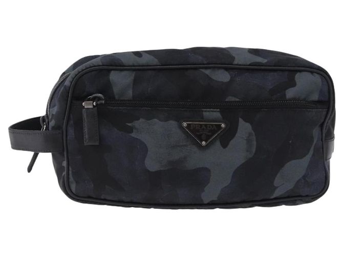 Borsa a pochette PRADA Nylon Navy Silver Auth hk4058 Argento Blu navy - vista 13