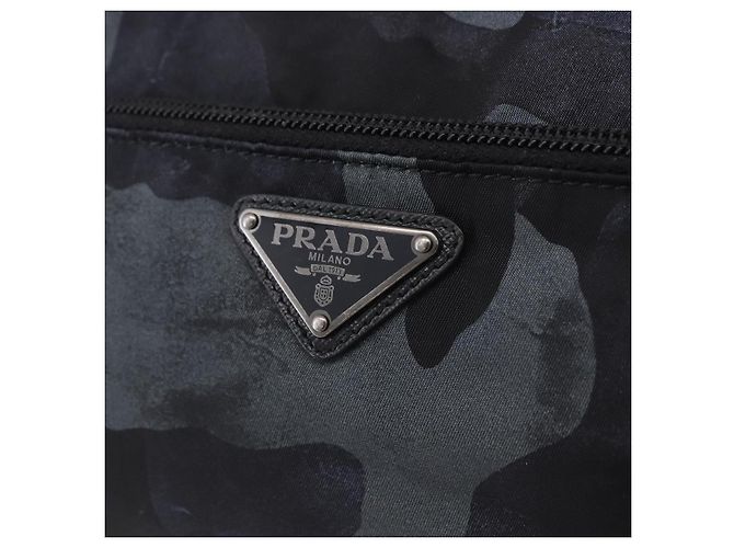 Borsa a pochette PRADA Nylon Navy Silver Auth hk4058 Argento Blu navy - vista 19
