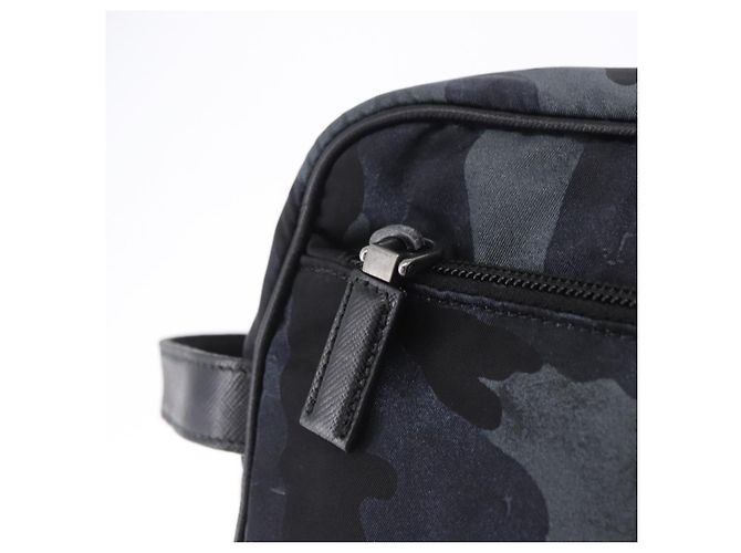 Borsa a pochette PRADA Nylon Navy Silver Auth hk4058 Argento Blu navy - vista 20